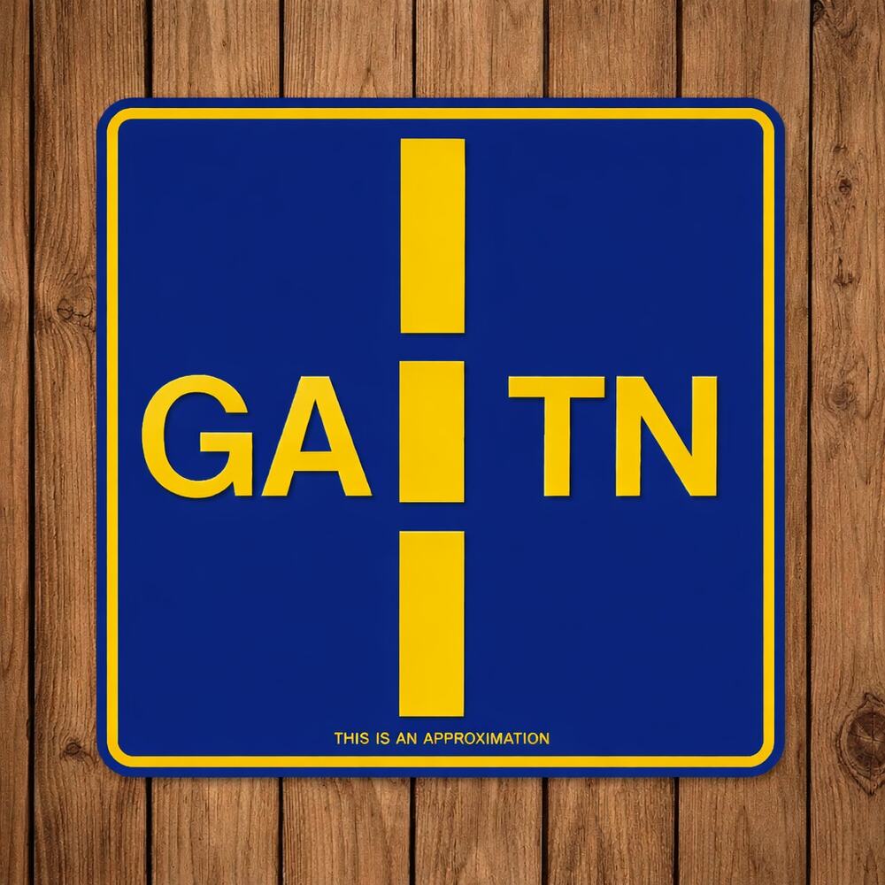 Georgia Tennessee State Line Border Crossing Sign Divider Marker Plaque Road
